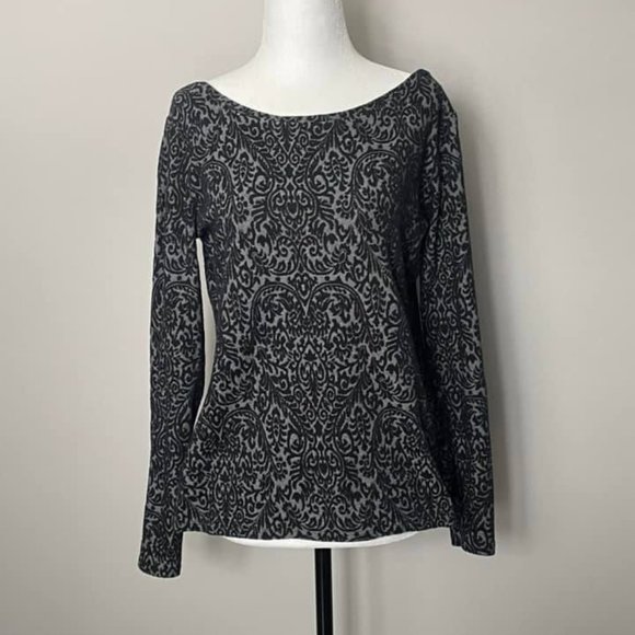 Black & Grey Velvet Top - Loft - Size M - Picture 1 of 1